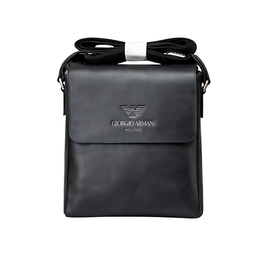 Armani Bag | Crossbody Black Plain Leather