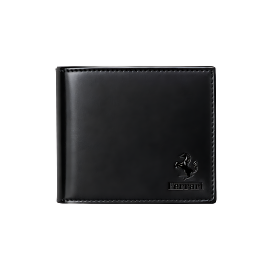 Ferrari Wallet | Bi Fold Black Red Leather Horse