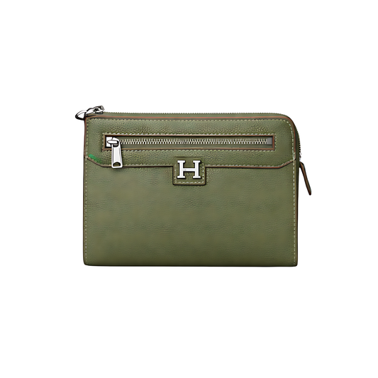 Hermes Pouch | Olive Green Leather