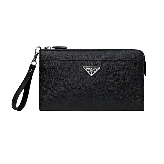 Prada Pouch | Logo Black Leather